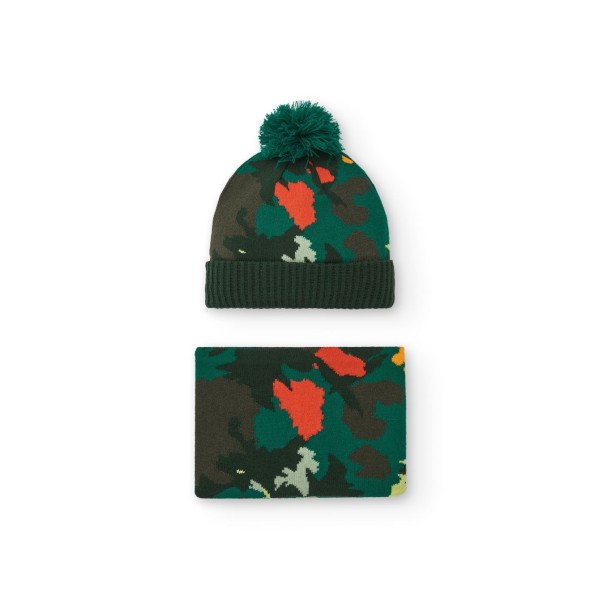 Σετ παιδικό σκουφάκι αγοριού με κασκόλ πλεκτό πράσινο Tuc Tuc 11377235