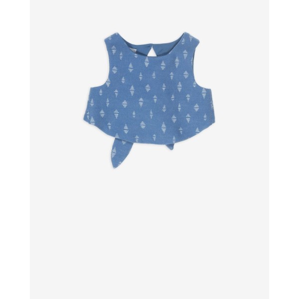 ΤΟΠ ΜΕ ΦΙΟΓΚΟ ΣΤΗΝ ΠΛΑΤΗ JACQUARD DEMIN ΜΠΛΕ ΚΟΡΙΤΣΙΟΥ 42300220001 YELL-OH!