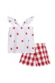 T7048 Summer Fruit Set – Embroidered Top & Vichy Shorts