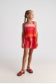 T7069 Scarlet Striped Set with Backless Top & Shorts for Kids