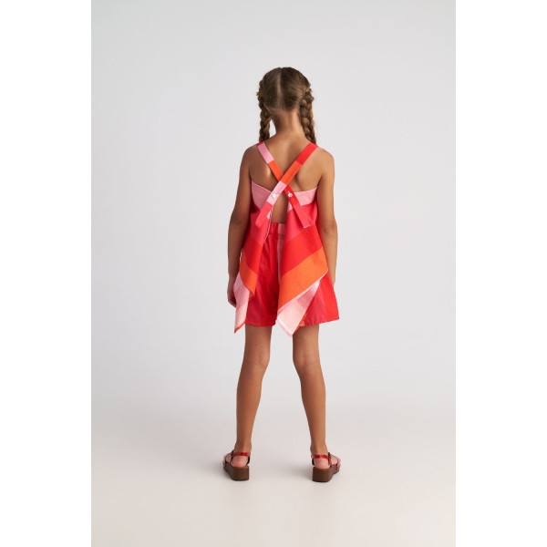 T7069 Scarlet Striped Set with Backless Top & Shorts for Kids