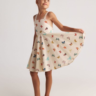 T7108 Butterfly Sky Backless Bow Dress