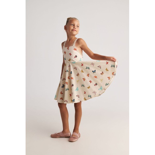 T7108 Butterfly Sky Backless Bow Dress