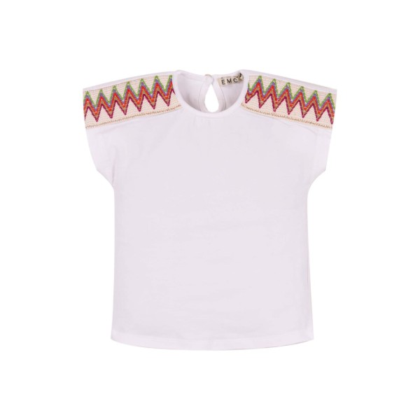 ΜΠΛΟΥΖΑ ΛΕΥΚΗ  ΜΑΚΟ ΚΟΡΙΤΣΙ ΚΟΝΤΟ ΜΑΝΙΚΙ  ΜΕ ΚΕΝΤΗΜΑ EMC BX2230