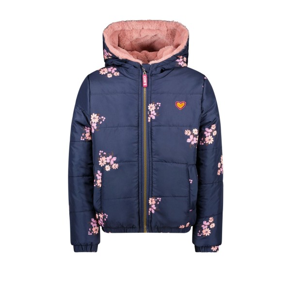 Μπουφάν κοριτσιού με επένδυση γούνα σε μπλε χρώμα δυο όψεων B.NOSY Y307-5211-166