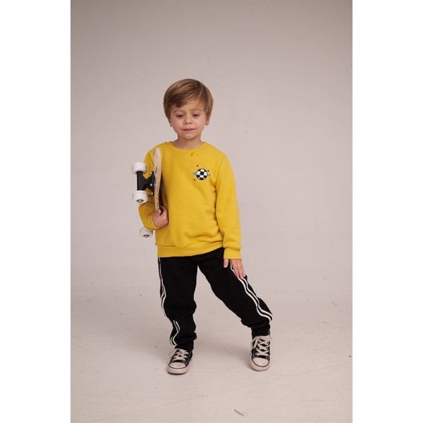 ΣΕΤ ΠΑΝΤΕΛΟΝΙ ΚΑΙ ΜΠΛΟΥΖΑ ΜΕ ΜΑΚΡΥ ΜΑΝΙΚΙ, ΦΟΥΤΕΡ ΑΓΟΡΙΟΥ ΚΙΤΡΙΝΟ-ΜΑΥΡΟ ΧΡΩΜΑ TWO IN A CASTLE T4864