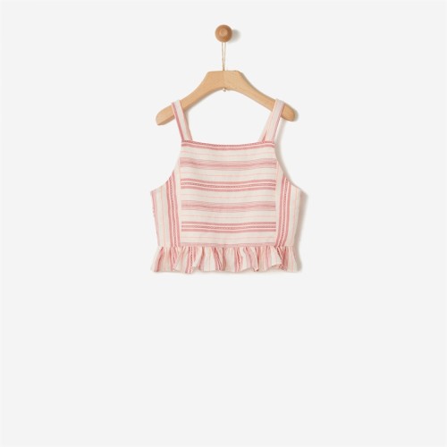 ΤΟΠ ΜΕ ΤΙΡΑΝΤΕΣ JACQUARD ΡΙΓΕ ΡΟΖ 42080329069 YELL-OH!