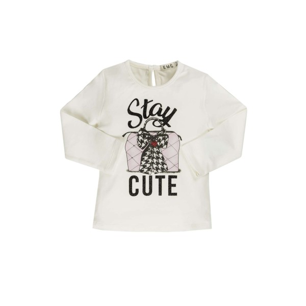 Μπλούζα κοριτσιού εκρού με σχέδιο EMC BX1876206074
