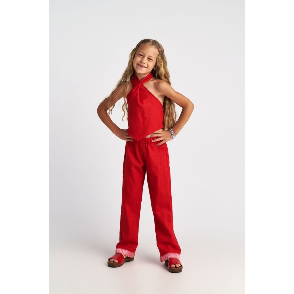 T7019 The Ruby TC Set with Scarf Top & Wide Leg Pants for Kids
