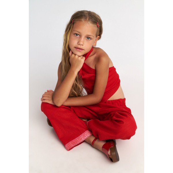 T7019 The Ruby TC Set with Scarf Top & Wide Leg Pants for Kids