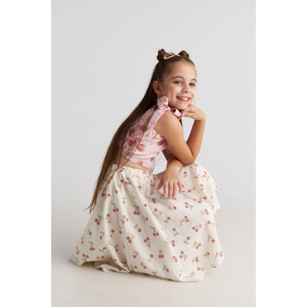 T7080 Summer Tart Set with Top & Midi Skirt for Kids