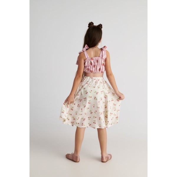 T7080 Summer Tart Set with Top & Midi Skirt for Kids