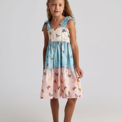T7110 Butterfly Sky 3-Layer Bicolour Dress