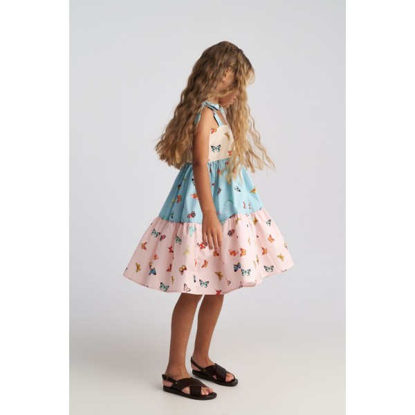 T7110 Butterfly Sky 3-Layer Bicolour Dress