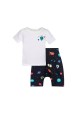 T7341 Out Of Space Top And Allover Print Slouchy Shorts Baby Set