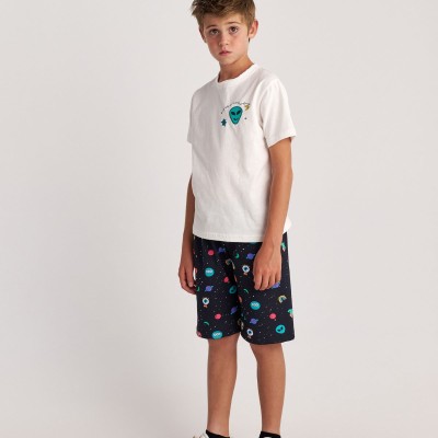 T7342 Out Of Space Top And Allover Print Shorts Set