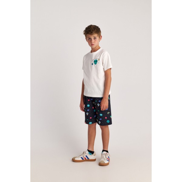 T7342 Out Of Space Top And Allover Print Shorts Set