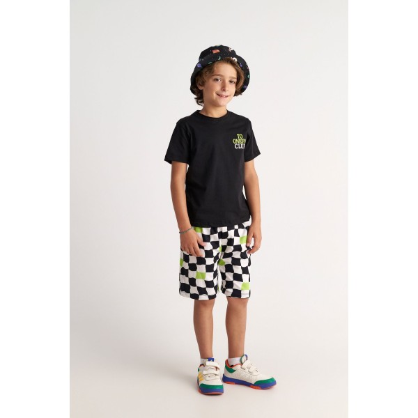 T7351 Chess Neon Όνειρο T-Shirt And Allover Print Shorts Baby Set