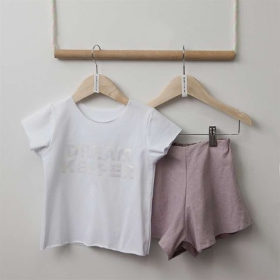 Σετ κοριτσιού σορτσάκι ρόζ & μπλουζάκι λευκό Two in a Castle 