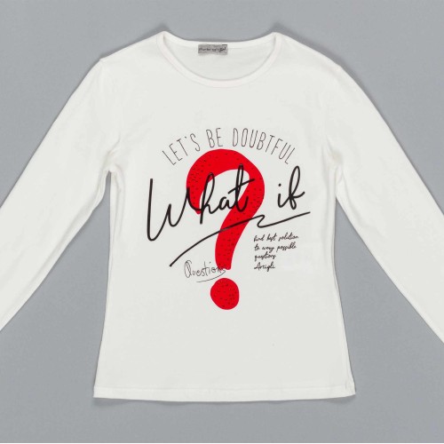 Μπλούζα κοριτσιού λευκό χρώμα με λεπτομέρειες στο μπροστινό μέρος  Artigli A12428