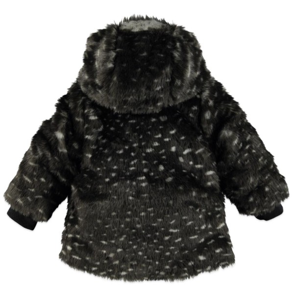 Μπουφάν κοριτσιού με γούνα και κουκούλα σε μαύρο-γκρι χρώμα με φερμουάρ που κλείνει της εταιρίας Babyface