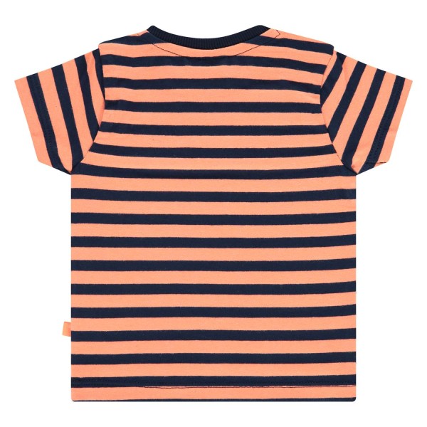 T-shirt βρεφικό σε πορτοκαλί-μπλέ ριγέ χρώμα με σχέδιο στο πλάι στεπάκι της εταιρίας Babyface 