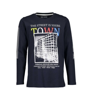 Μπλούζα αγοριού  μπλέ με λεπτομέρεια town BLUE SEVEN 651626 