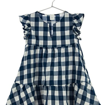 Φόρεμα υφασμάτινο καρό μπλε λευκό pure