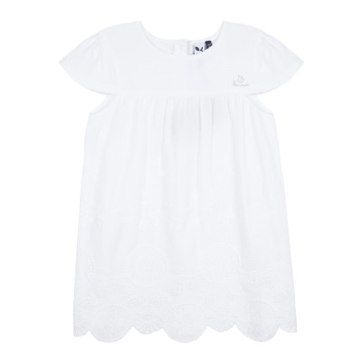 Φόρεμα λευκό με κέντημα με κοντό μανίκι κορίτσι 3Pommes