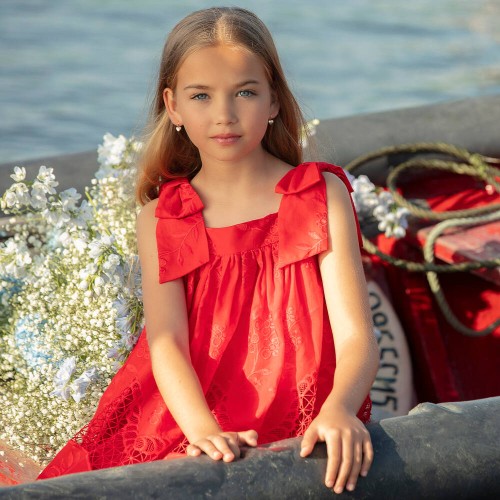 Φόρεμα τιραντέ με κεντημα κοκκινο Patachou PAPVET3633585