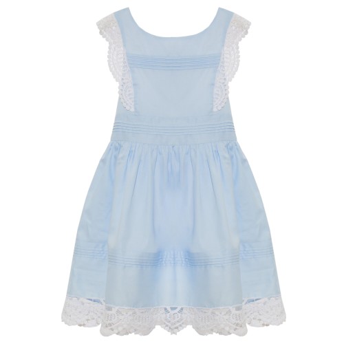 Φόρεμα σιέλ υφασματινο με κέντημα δαντέλα τιραντε patachou