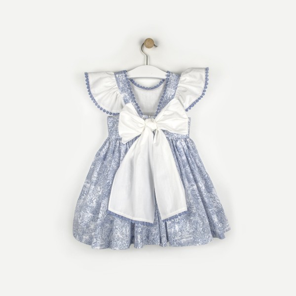 Φόρεμα υφασματινο χειροποίητο σιέλ λευκό κορίτσι martin aranda