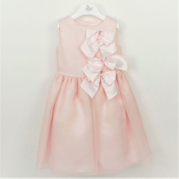 Φόρεμα μεταξωτό ροζ με φερμουάρ φιόγκο κορίτσι petit