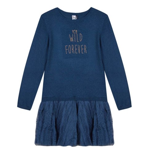 Φόρεμα κοριτσιού μπλέ μακρυμάνικο 3Pommes