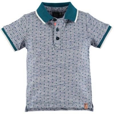 Μπλούζα μακό πόλο πετρολ με πουά γρι με γιακά αγόρι Babyface