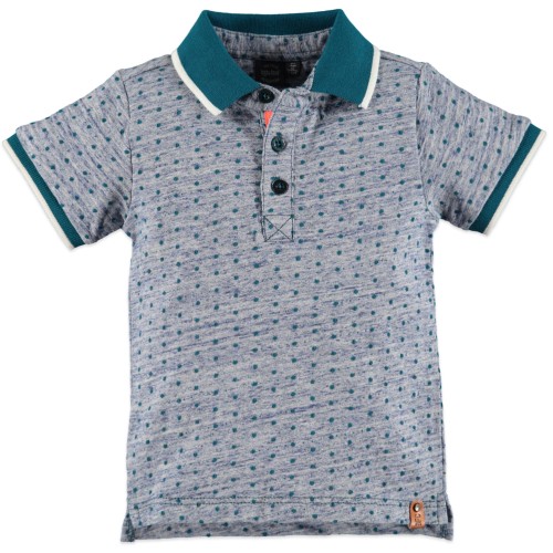 Μπλούζα μακό πόλο πετρολ με πουά γρι με γιακά αγόρι Babyface