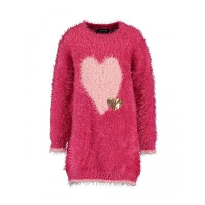 Φόρεμα κοριτσιού σε φούξια χρώμα με λεπτομέρεια καρδιά χρουδωτό BLUE SEVEN 773619