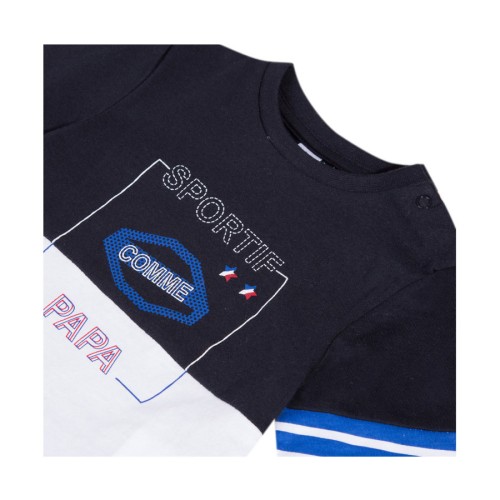 Μπλούζα μακό μπλε λευκό με τύπωμα μακρύ μανίκι αγόρι 3pommes