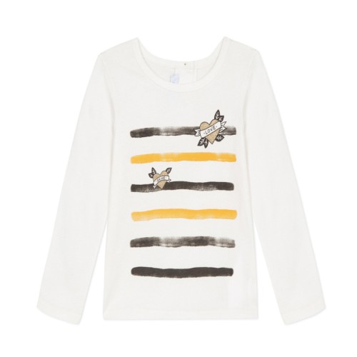 Μπλούζα μακό με στάμπα κορίτσι λευκό κίτρινο absorba