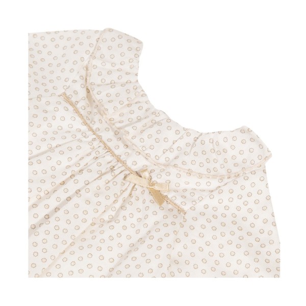 Πουκαμισά υφασμάτινη μπεζ χρυσό με γιακά μακρύ μανίκι κορίτσι 3pommes