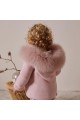 Ζακέτα μπουφάν ροζ φυσική γούνα με κουκούλα   μακρύ μανίκι πολύ ζεστο Martin Aranda