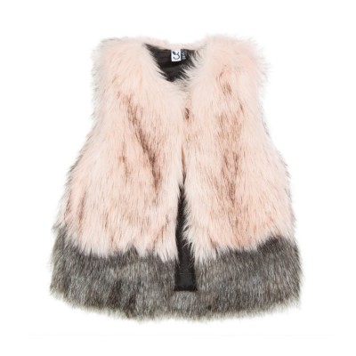 Γουνακι αμάνικο ροζ γρι με κουμπί κορίτσι 3pommes 