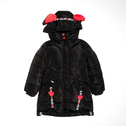 Μπουφάν μαύρο με κουκούλα και γούνα εσωτερικά κορίτσι Lolitop 