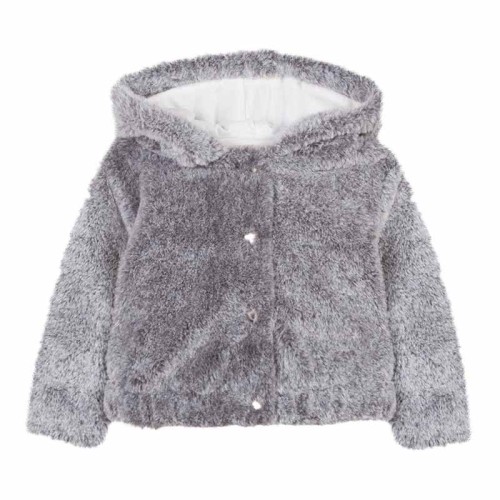 Παλτό κοριτσιού γκρί γούνα με κουκούλα Absorba