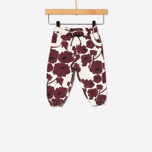 Παντελόνι φούτερ κοριτσιού BURGUNDY FLOWERS ALLOVER της εταιρίας YELL-OH!   41170136003